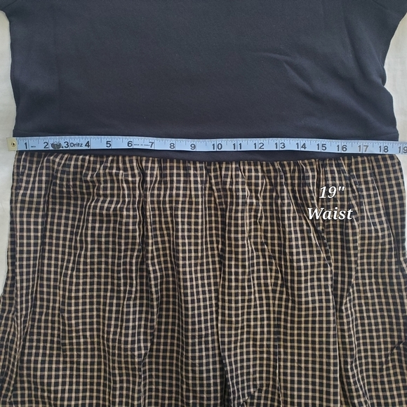 J Jill Mixed Media Black Tan Plaid Long Sleeve Dress Womens MP Medium Petite - Picture 13 of 16